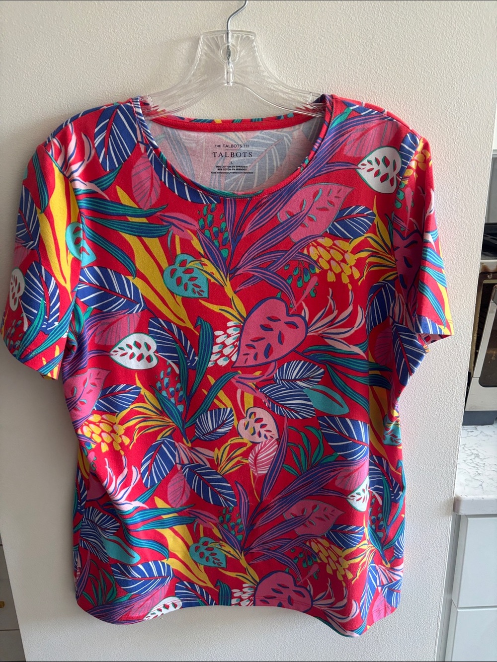 Talbots Tropical Leaf Short Sleeve Tee
